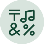 Icon showing four symbols and abbreviations for common words