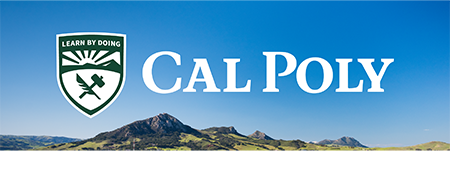 Cal Poly logo on a photo background