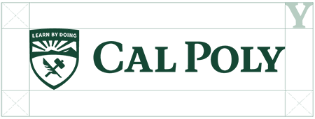 Cal Poly logo showing the amount of clear space that needs to be around the logo.