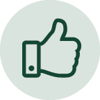 Icon of a hand making the thumbs up sign