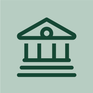 line drawing icon of a building with four columns