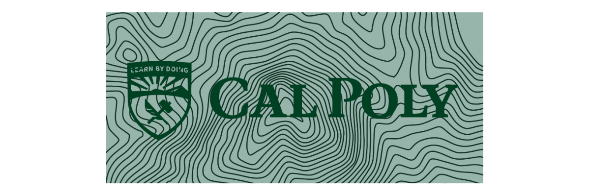 Cal Poly logo on a topo mark with very dark lines looks terrible