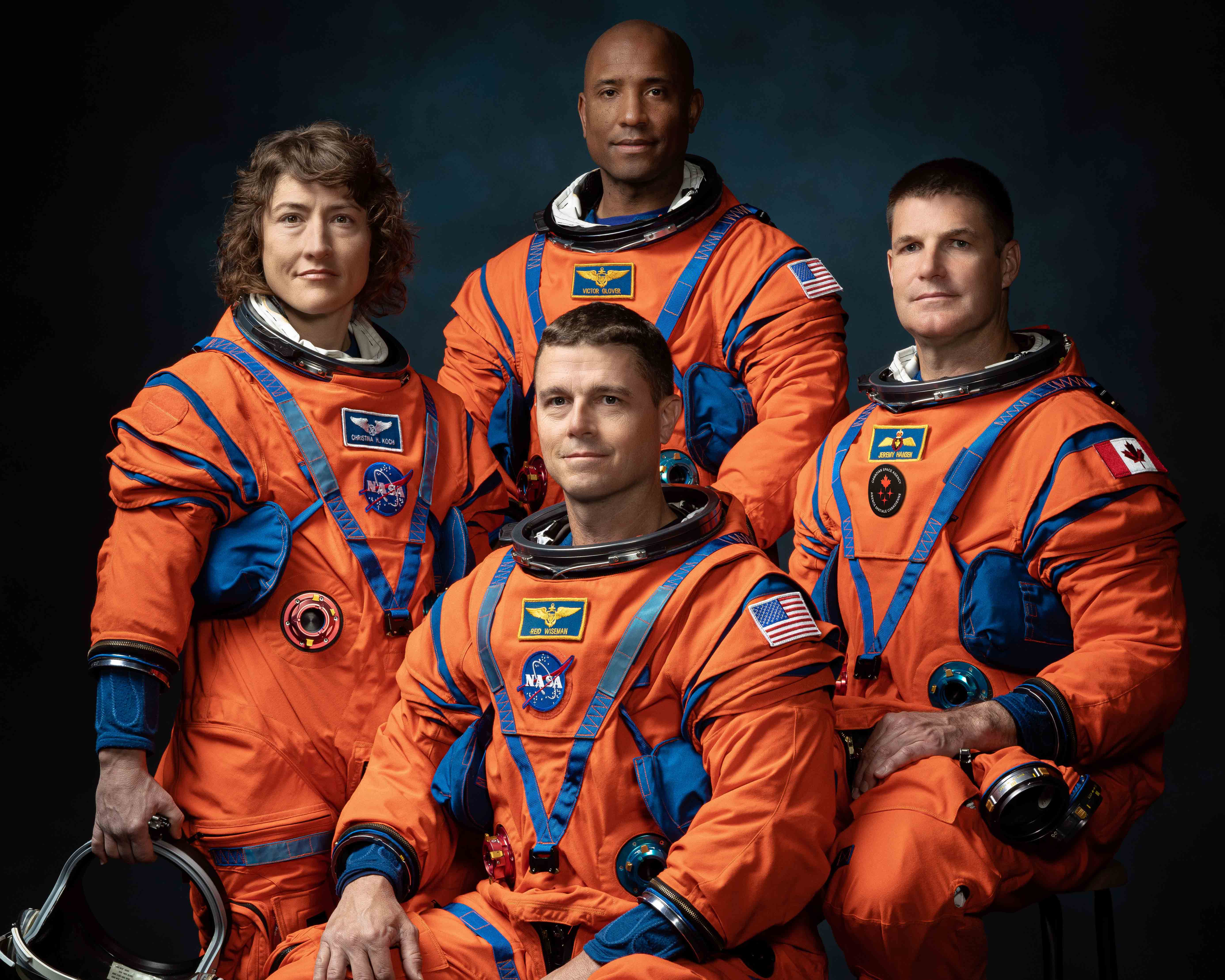 The four astronauts selected for the Artemis II mission, including Cal Poly alumnus Victor Glover