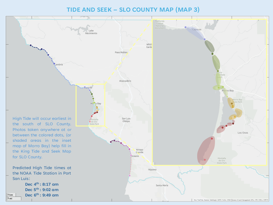 Map identifying 'Tide and Seek' locations.