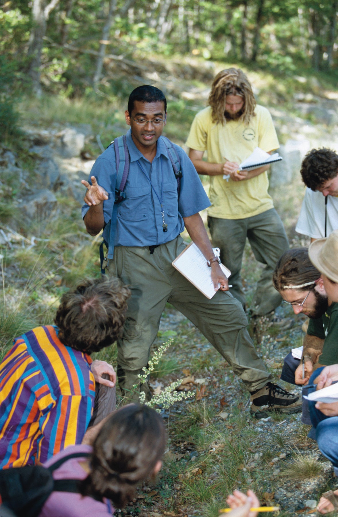 Nishanta “Nishi” Rajakaruna teaching one of his first field botany classes at the College of the Atlantic in 2004