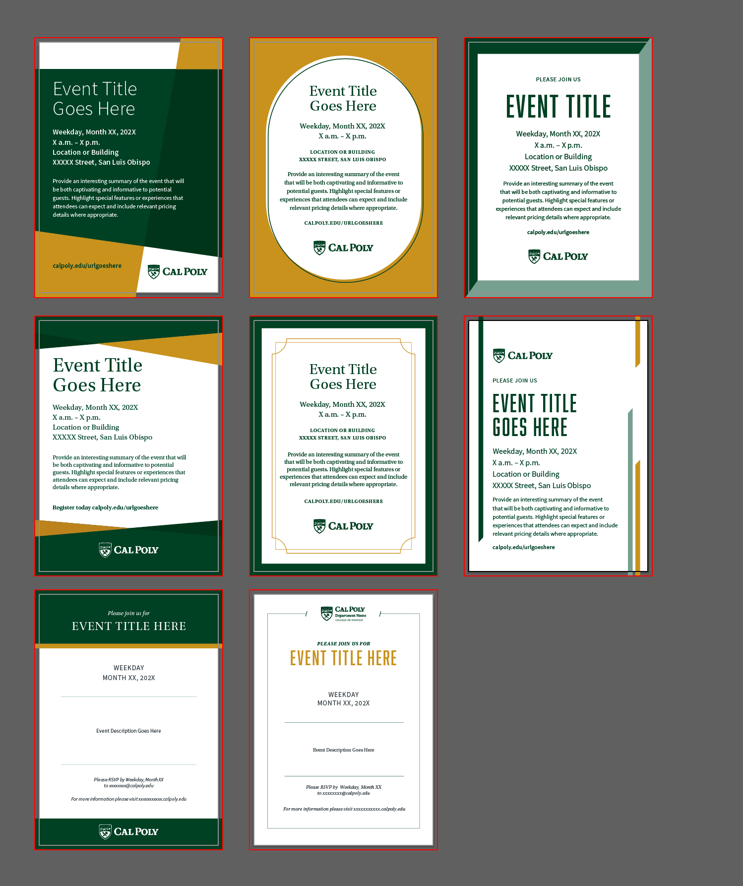 example of the eight available design options in this template
