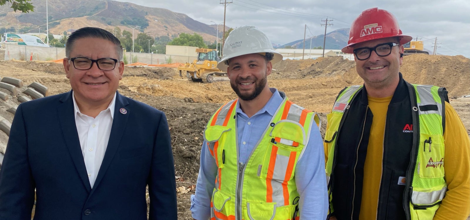 Congressman Salud Carbajal stands with two Tech Park project representatives