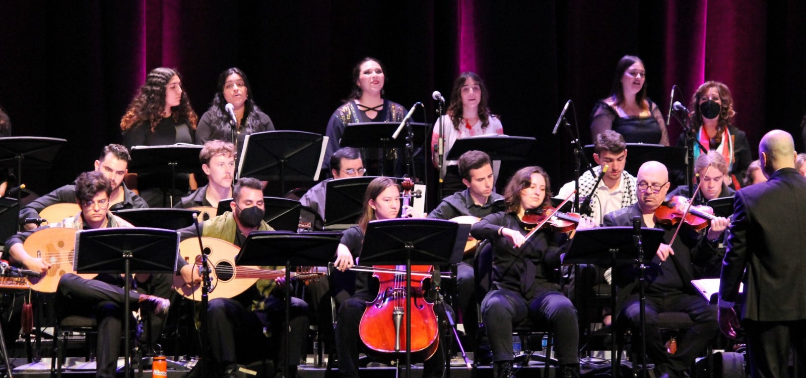 Members of th Cal Poly Arab Music Ensemble on stage at the PAC