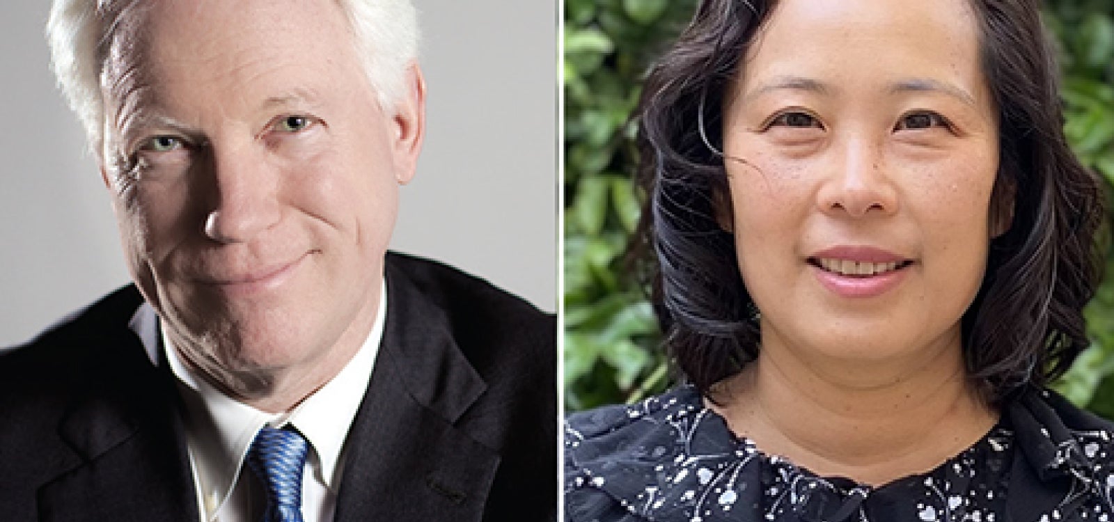 side by side portraits of John Salmon and Janet Joichi