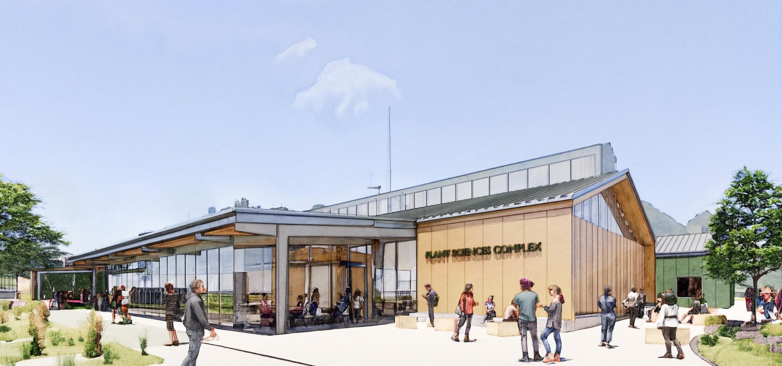 colorful rendering of the new plant sciences building