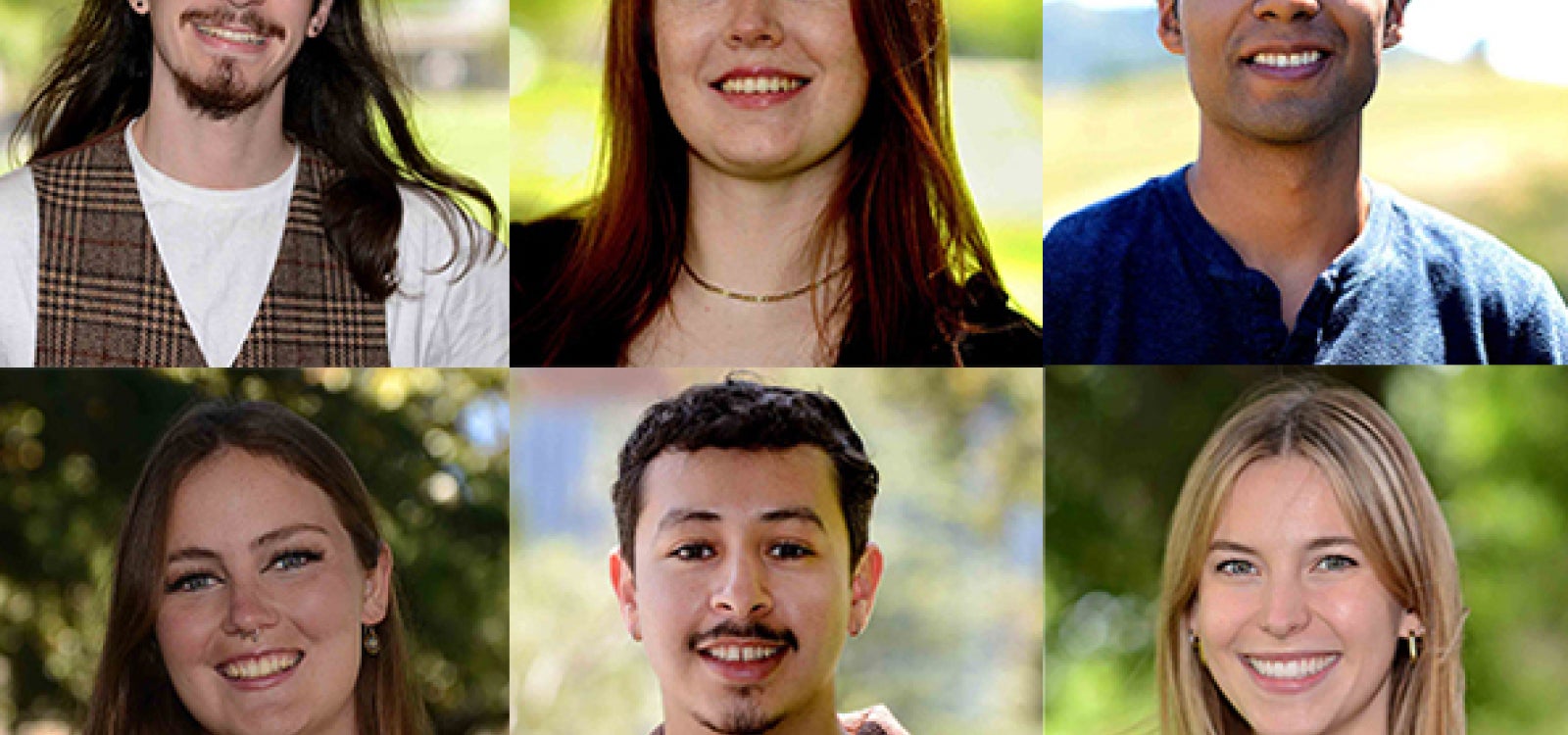 Six Cal Poly 2024 graduate portraits represent each of the universitys six colleges