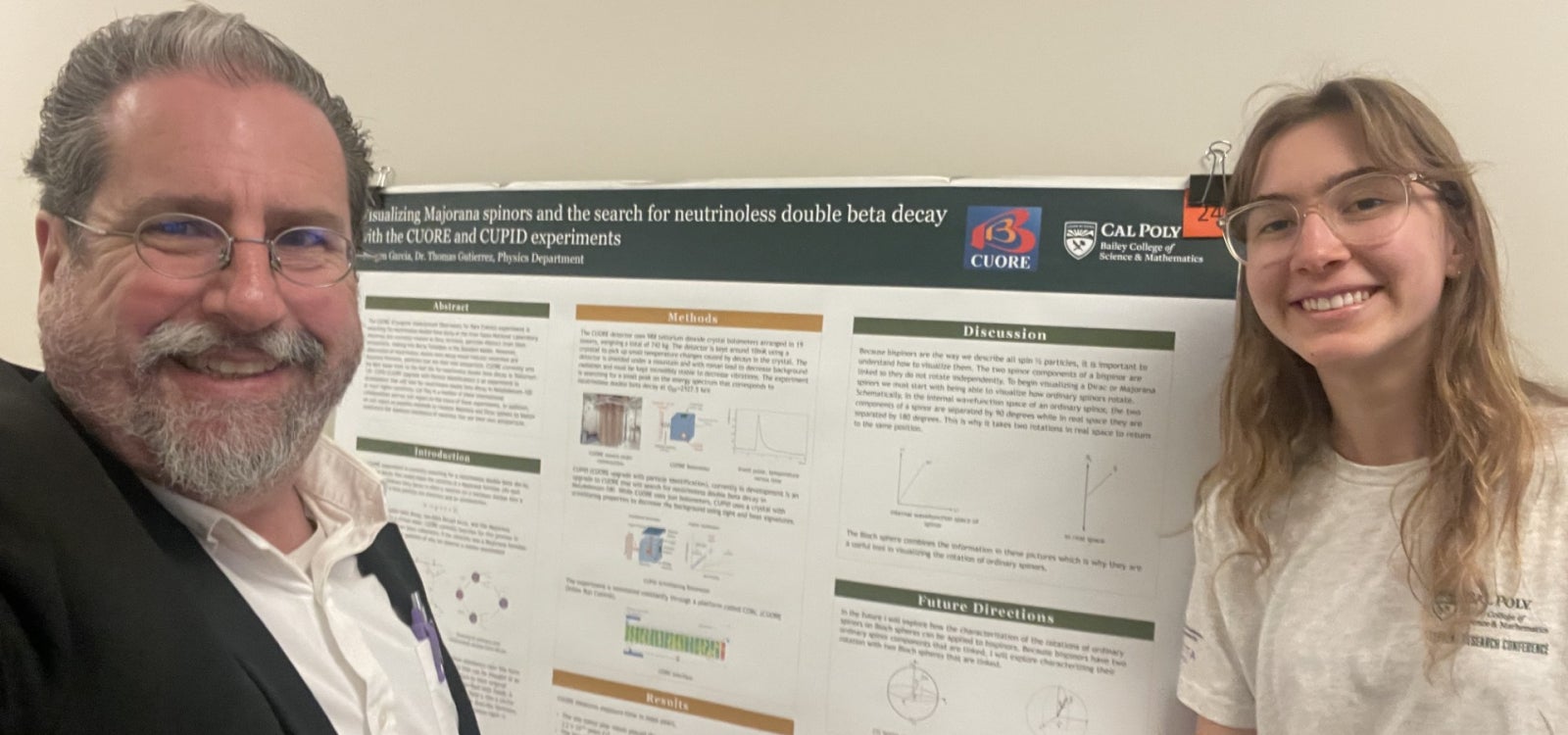 Professor Thomas Gutierrez and physics student Reagen Garcia are collaborating on research related to the CUPID program