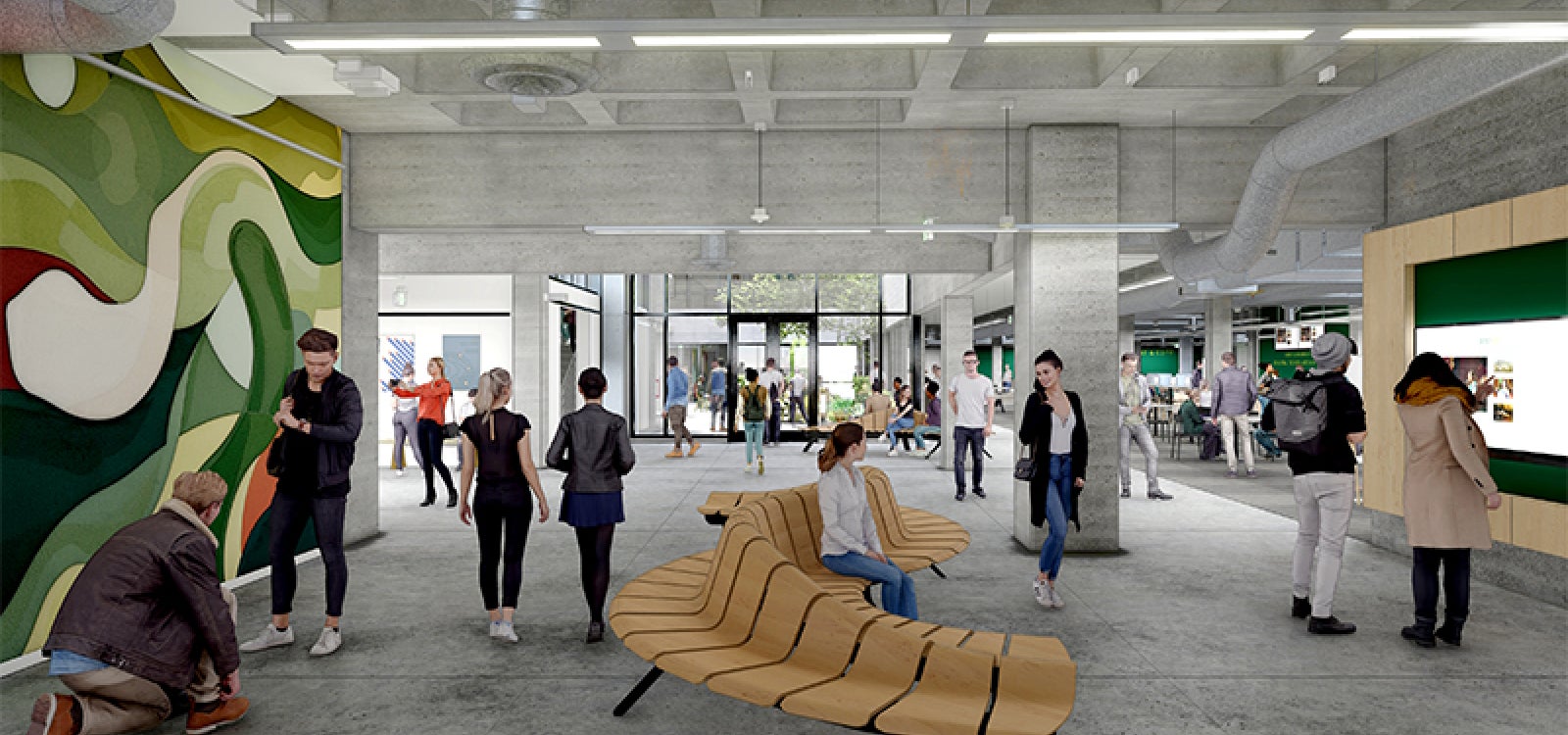 An architectural rendering of the revamped entrance to Kennedy Library