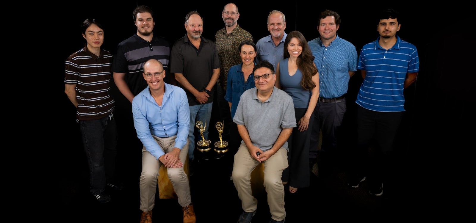 Cal Poly faculty and students gather for a group portrait after winning an Emmy