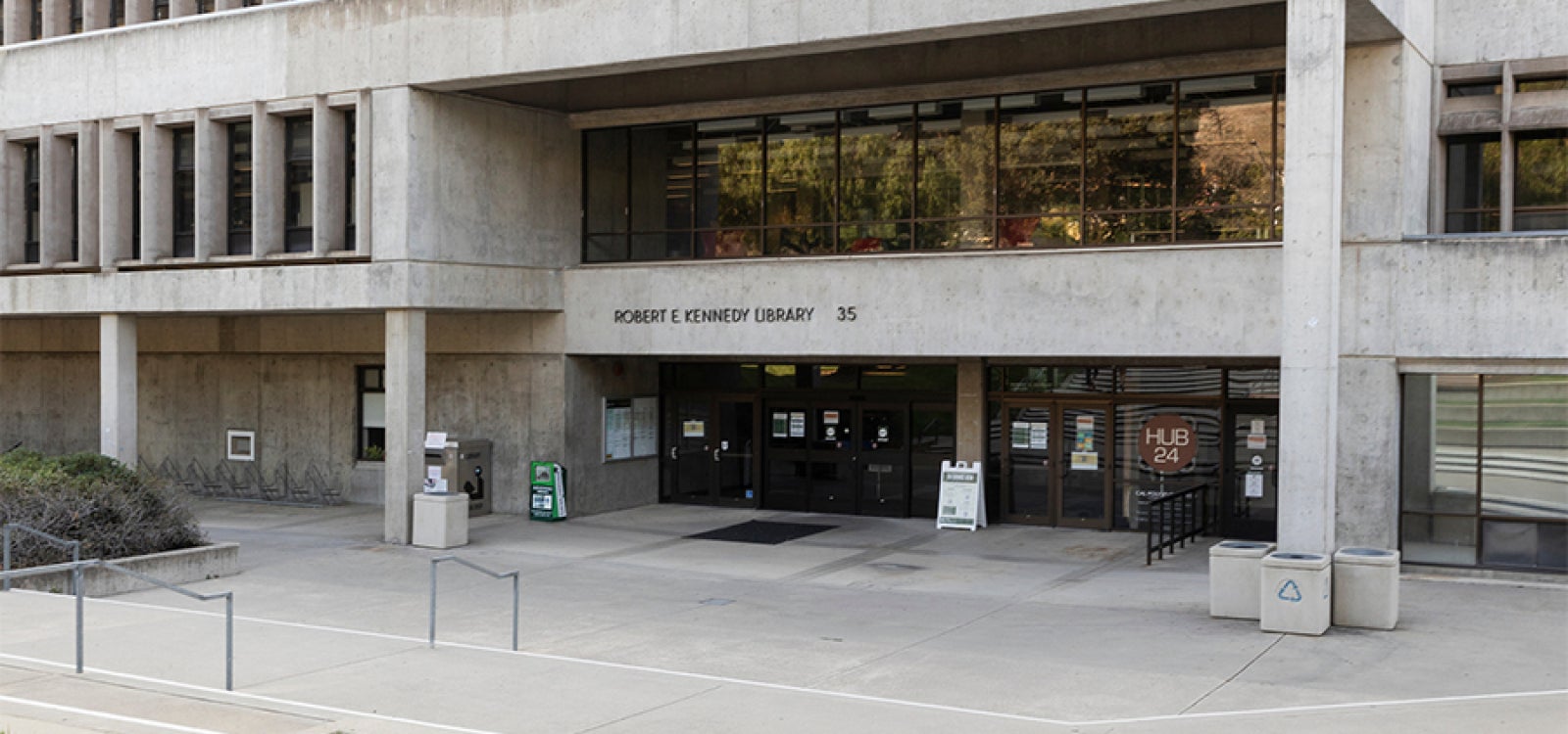 The exterior of Kennedy Library in a 2020 file photo