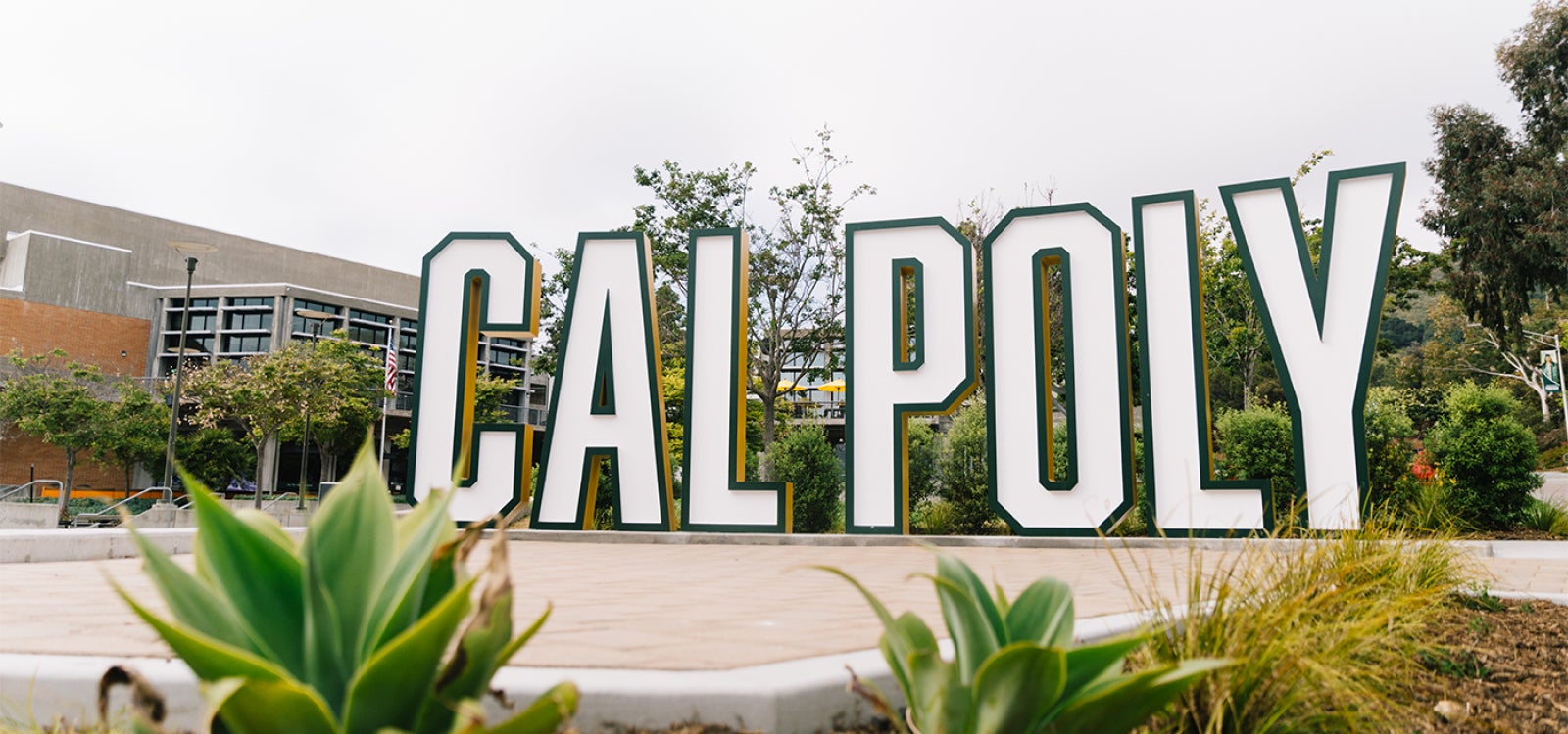 Cal Poly is spelled out in 5-foot tall 3-D letters located off Mustang Way near the university union