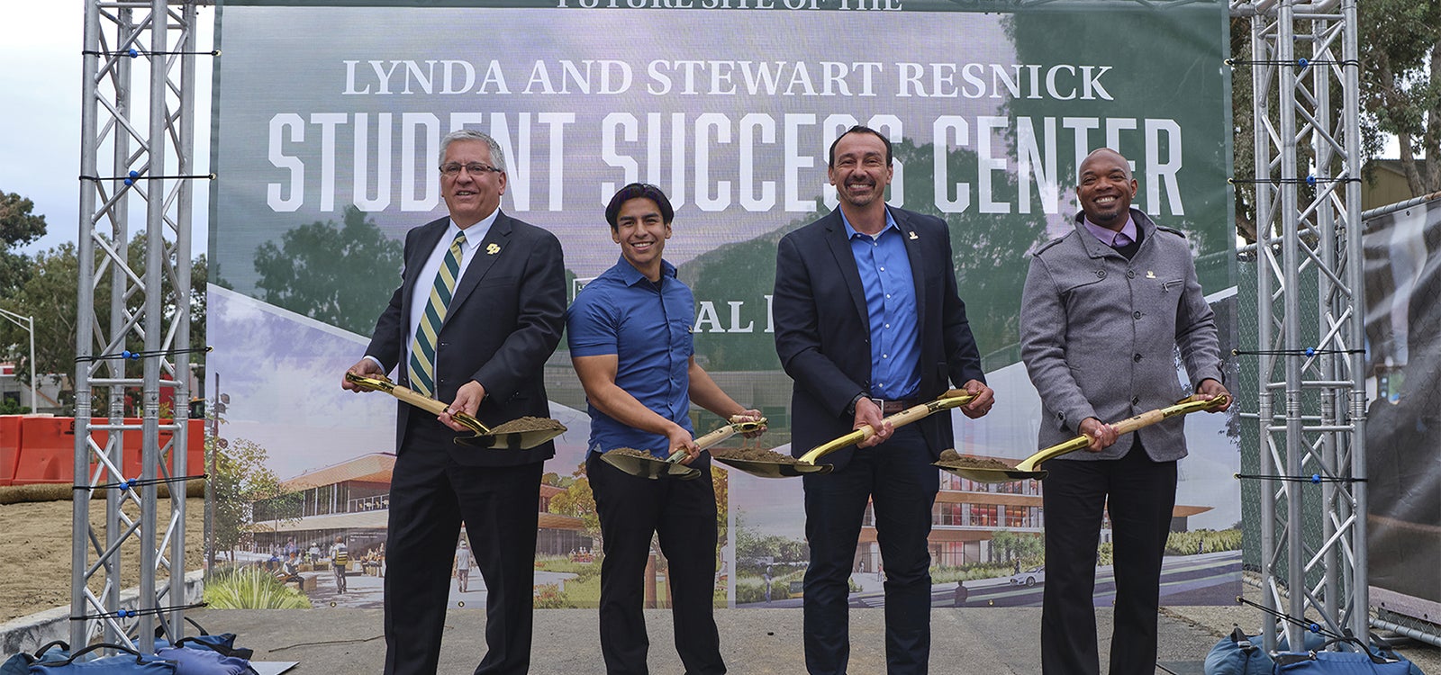 Cal Poly president and other school officials and representative of Wonderful Company at the groundbreaking for the Lynda and Stewart Resnick Student Success Center