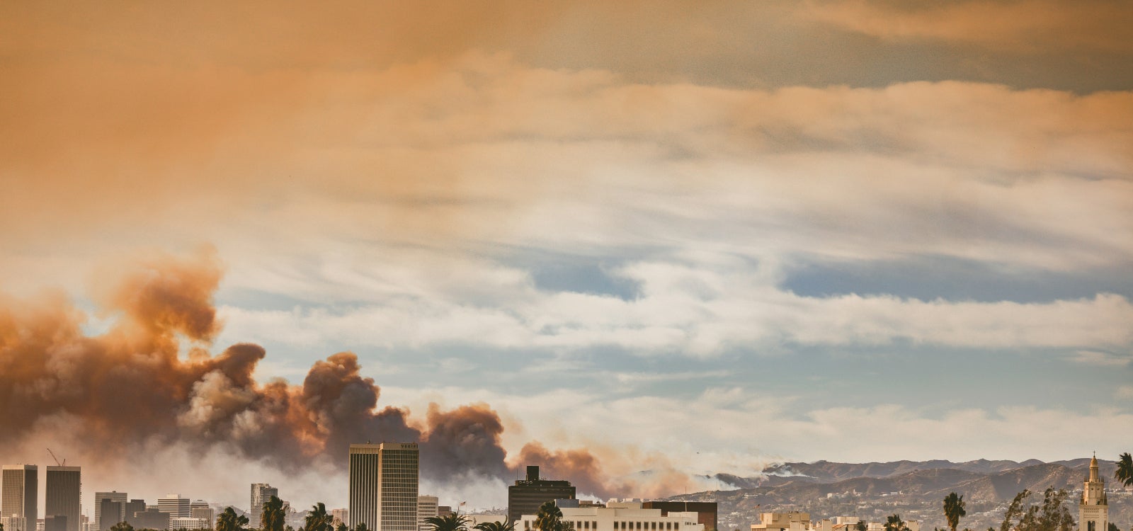 A view of the Eaton fire from Koreatown in Los Angeles in 2025