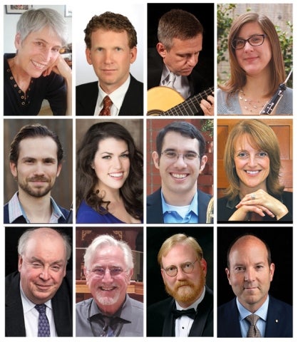 Head shots of 12 Cal Poly music faculty performers
