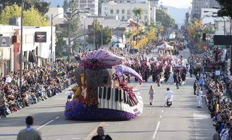 Shock n Roll heads east on Colorado Boulevard with sidewalks crowded with thousands of spectators