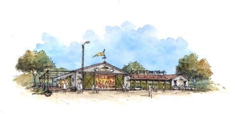 A rendering of the new farm store.