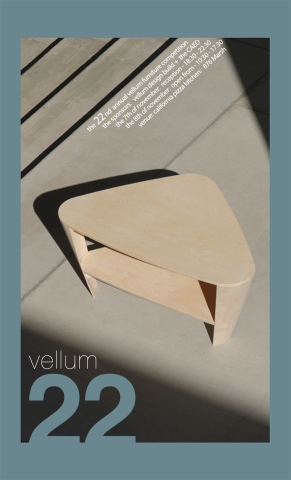 A poster showing a student-made table entered in the annual Vellum student furniture competition