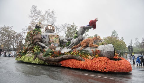 Jungle Jumpstart shows creatures in a rain forest working as a team to repair a 40-foot robot