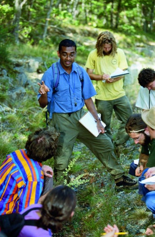 Nishanta “Nishi” Rajakaruna teaching one of his first field botany classes at the College of the Atlantic in 2004