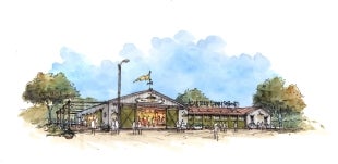 A rendering of the new farm store.