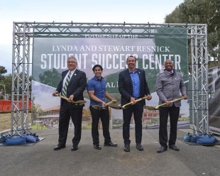 Cal Poly president and other school officials and representative of Wonderful Company at the groundbreaking for the Lynda and Stewart Resnick Student Success Center