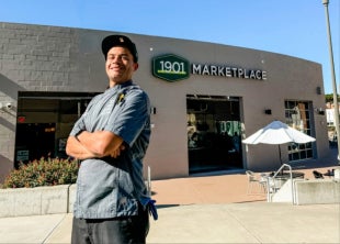 Jeremy Jones of Cal Poly Campus Dining stands outside of the 1901 Marketplace