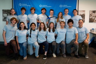 16 members of Cal Poly Wind Power team pose for a photo