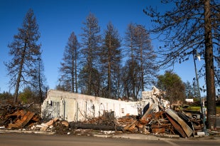 Destruction in the aftermath of the 2019 fire in Paradise, California