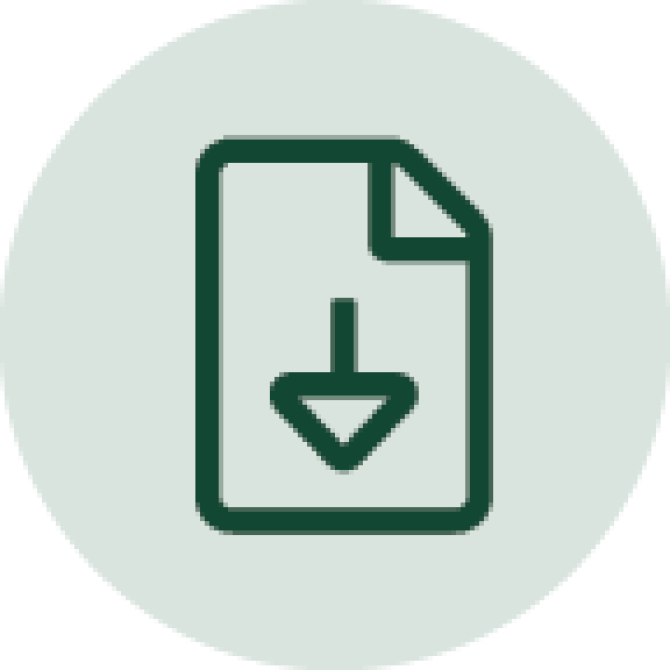 Icon of a document with an arrow in the middle of it pointing down