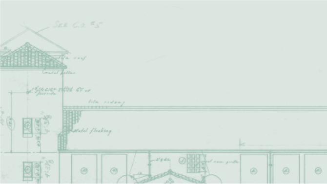 an architectural drawing of an old Cal Poly building