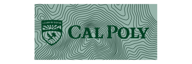 Cal Poly logo on a topo mark with very dark lines looks terrible