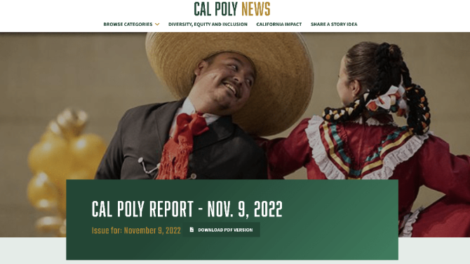 Screenshot of the Cal Poly Report website