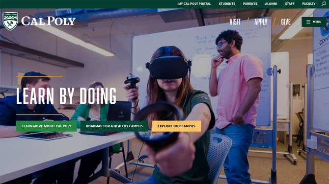 a screenshot of the cal poly homepage