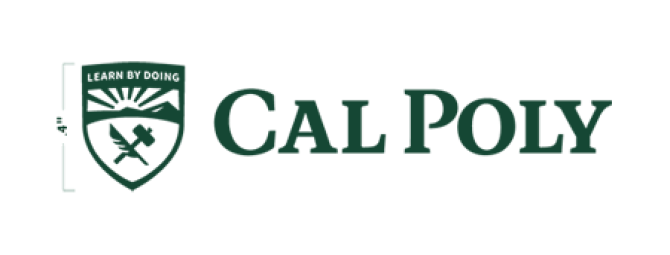 Cal Poly logo showing its minimum size of .4"