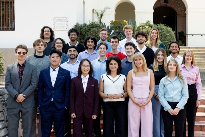 The Cal Poly CIE 2024 Summer Accelerator participants gather for a photo in downtown San Luis Obispo