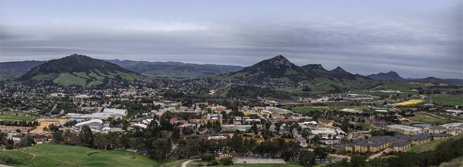 A view of Cal Poly campus looking west from the site of the Cal Poly P