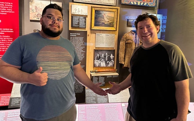 Computer science master’s student Anthony Colin Herrera and history lecturer Cameron Jones