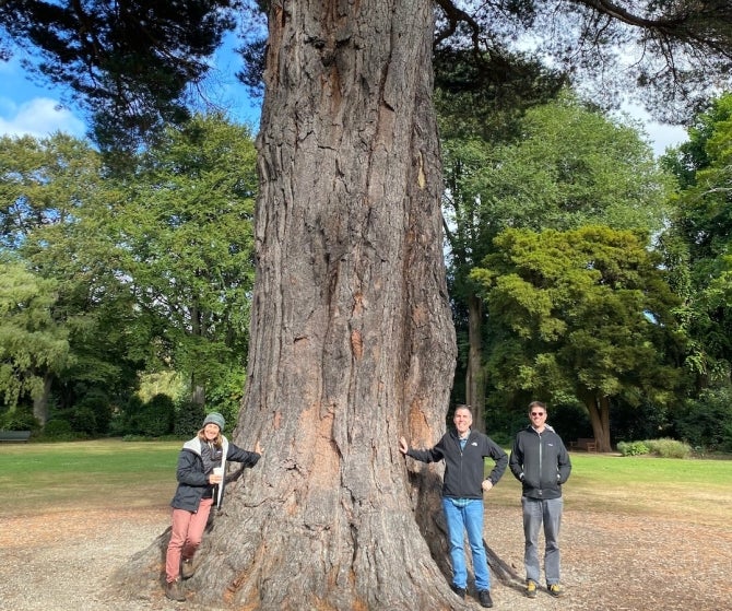 Biological sciences Professors Jenn Yost and Matt Ritter with graduate student Cami Pawlak at Cal Poly’s Plant Conservatory