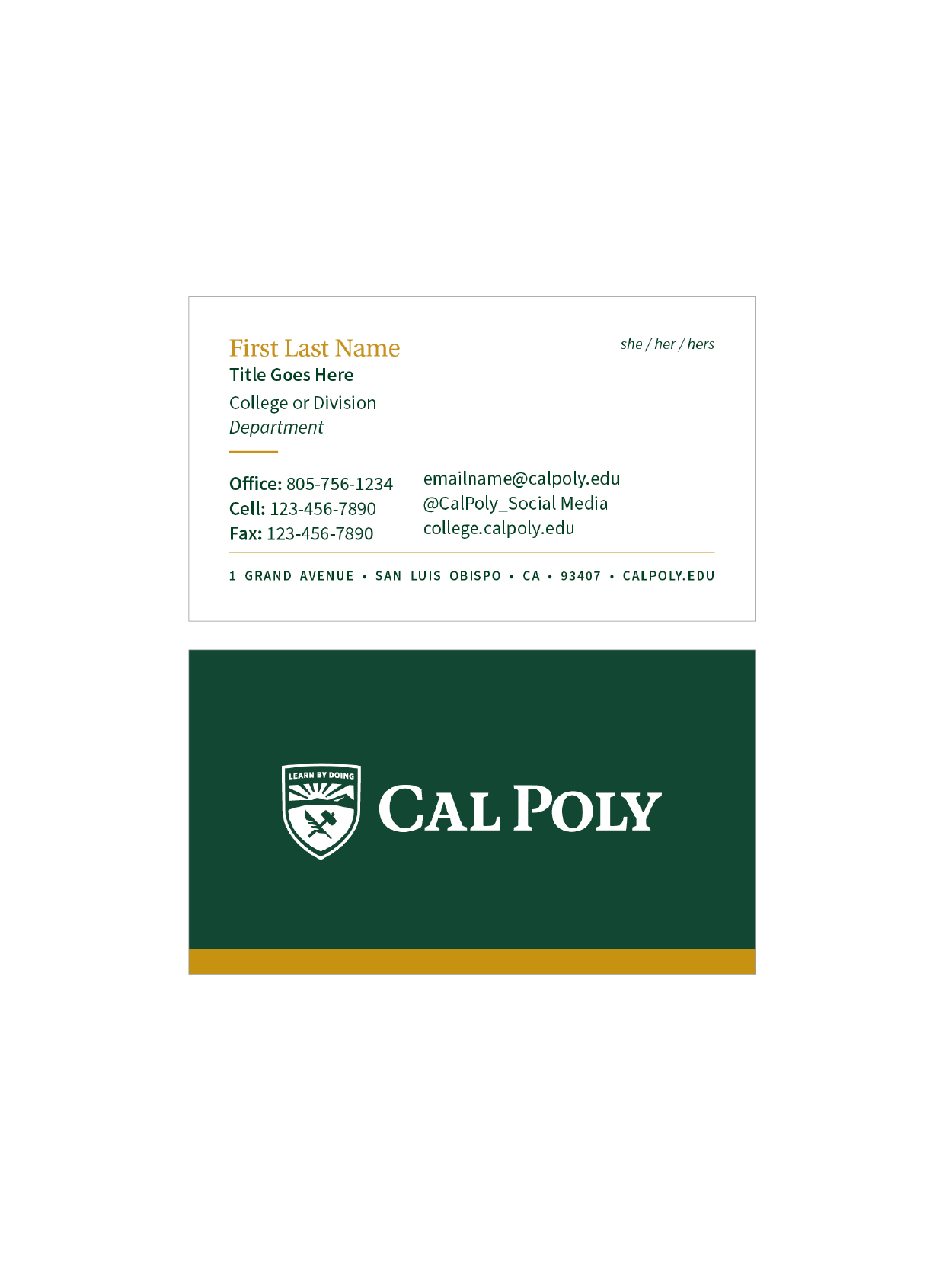Example of business cards