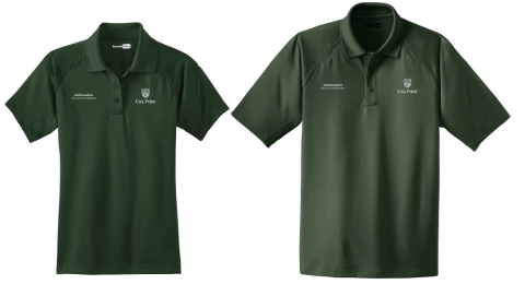 Polo shirts with the Cal Poly logo and department/unit names separated. 