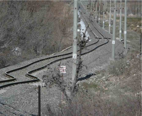Railroad tracks ffected by the Turkey earthquake