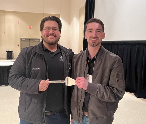Two eddy Lopez, left, Two Cal Poly agricultural science majors share award for Triple Peak brie