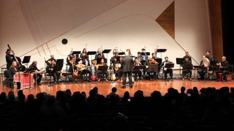 Cal Poly Arab Music Ensemble performs onstage