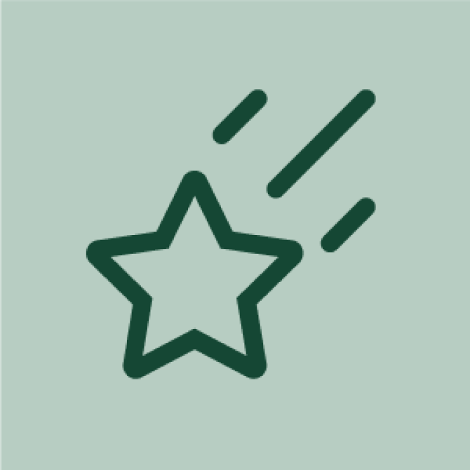 line drawing icon of a shooting star