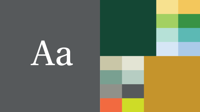 graphic displaying the Cal Poly colors and the typeface utopia